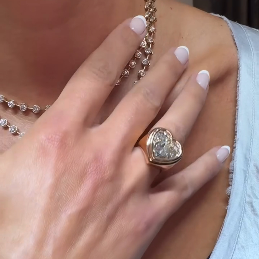 10ct Heart-Shaped White Diamond Sterling Silver Rose Gold Handmade Wedding Ring