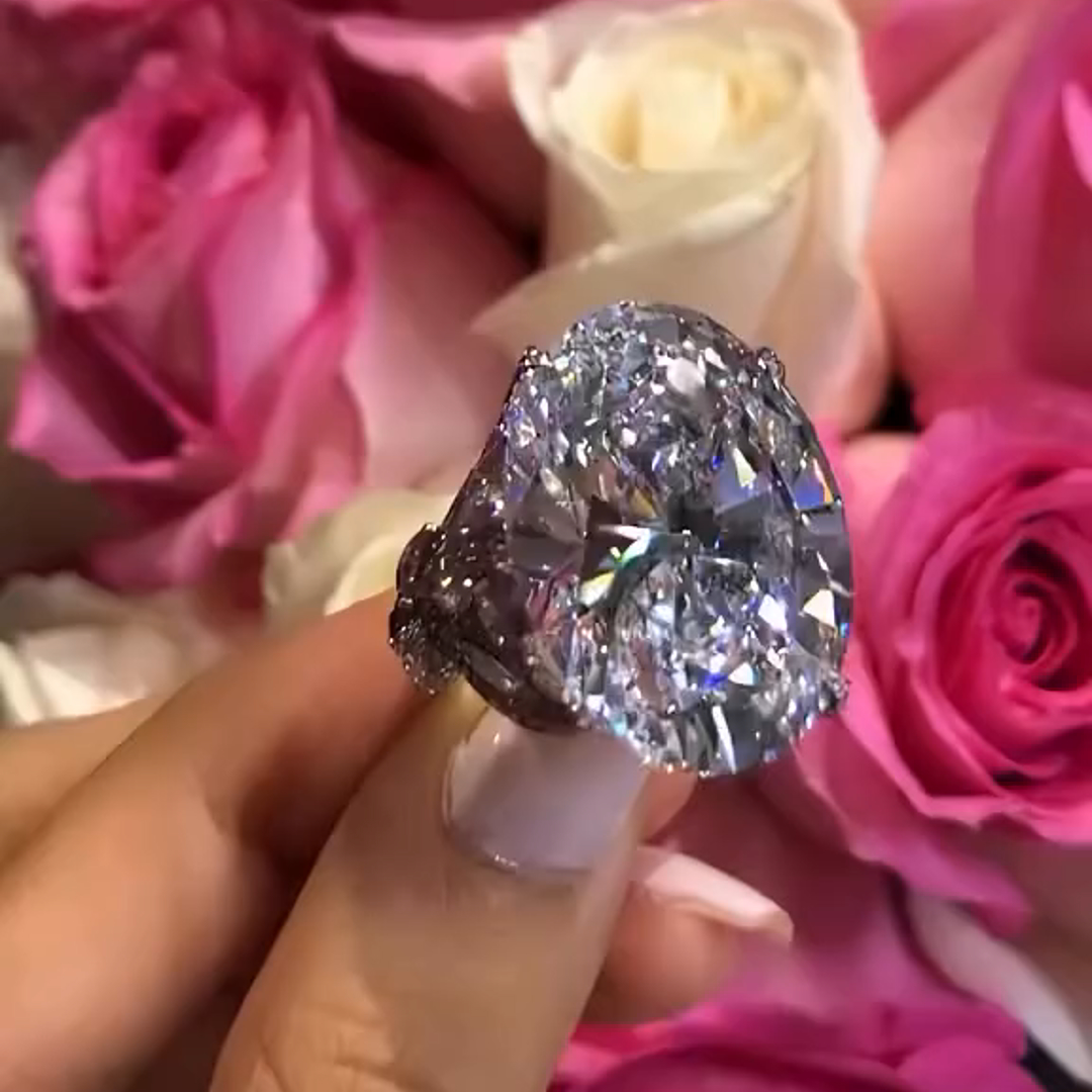 30ct Oval Cut Diamond Sterling Silver Handmade Wedding Ring