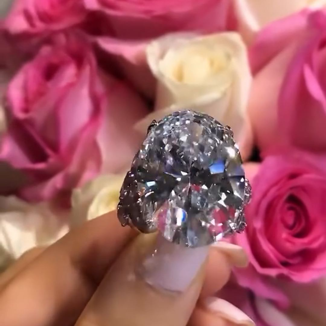 30ct Oval Cut Diamond Sterling Silver Handmade Wedding Ring