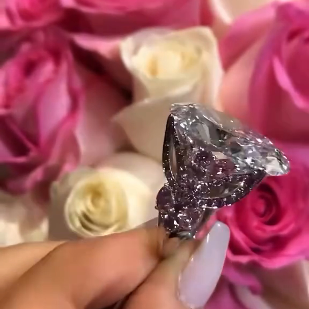 30ct Oval Cut Diamond Sterling Silver Handmade Wedding Ring