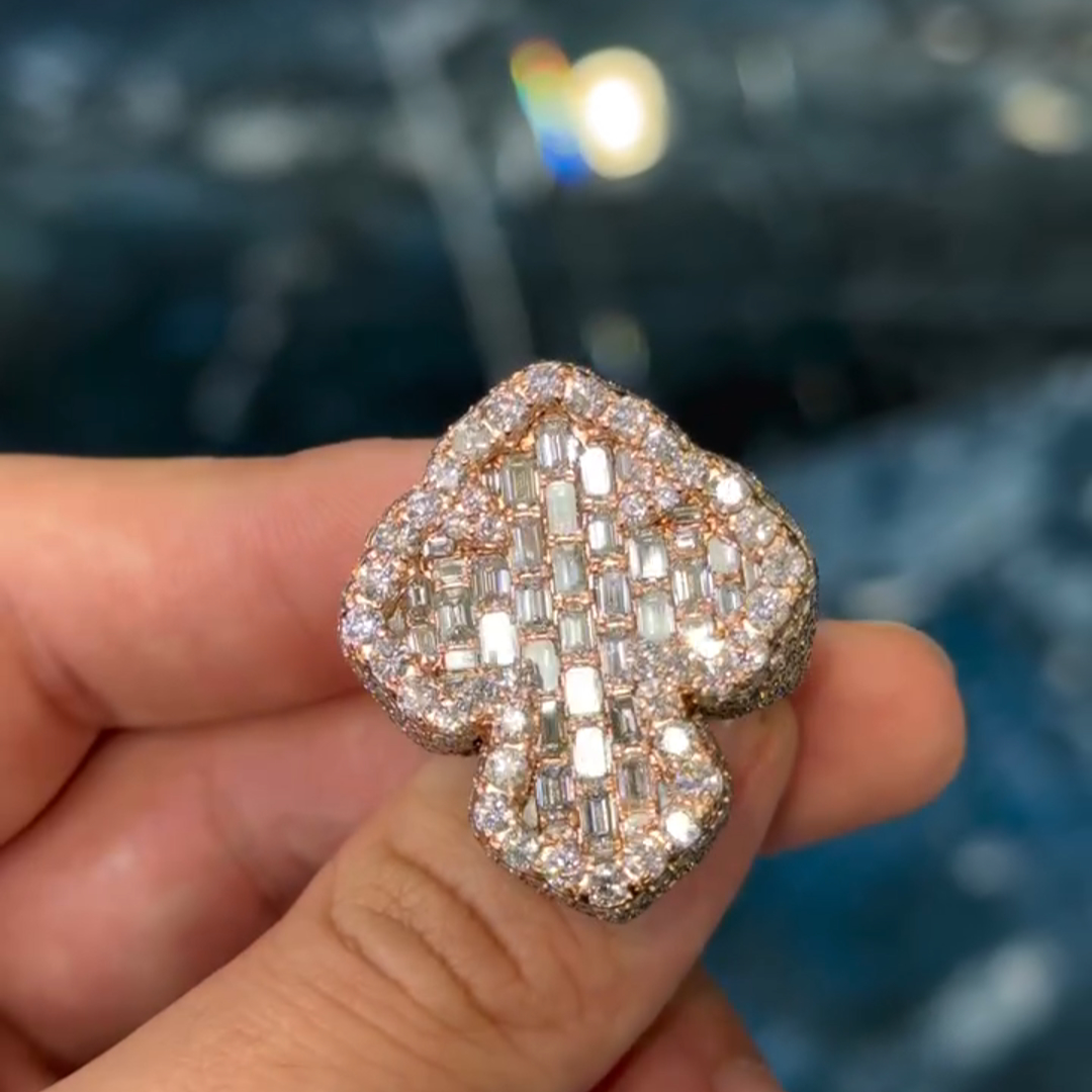 12ct cushion cut diamond cross design style luxury sterling silver plated rose gold handmade men's ring