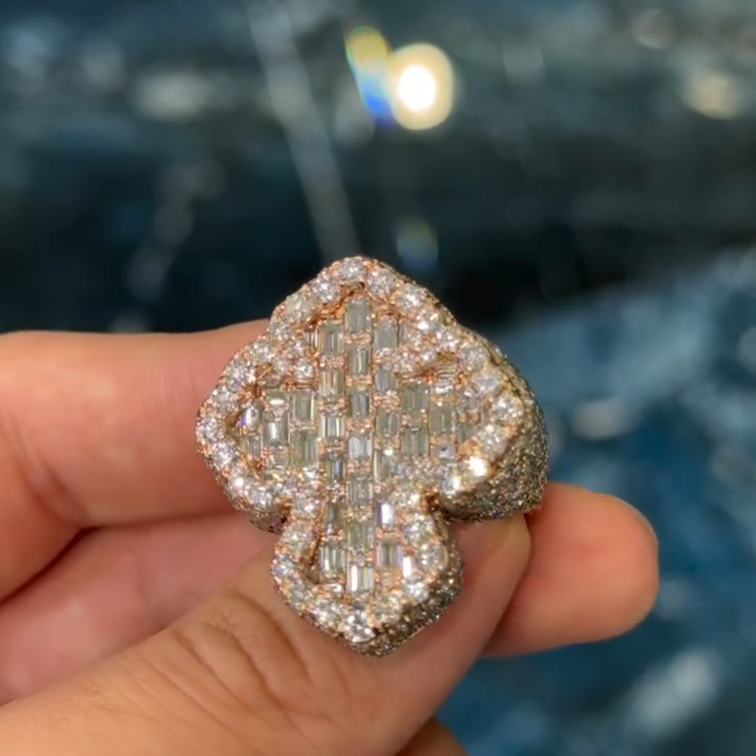 12ct cushion cut diamond cross design style luxury sterling silver plated rose gold handmade men's ring