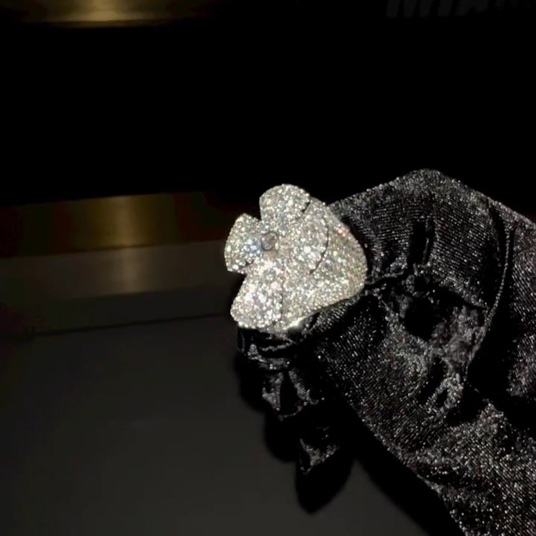 12ct round cut diamond cross design style luxury sterling silver handmade men's ring