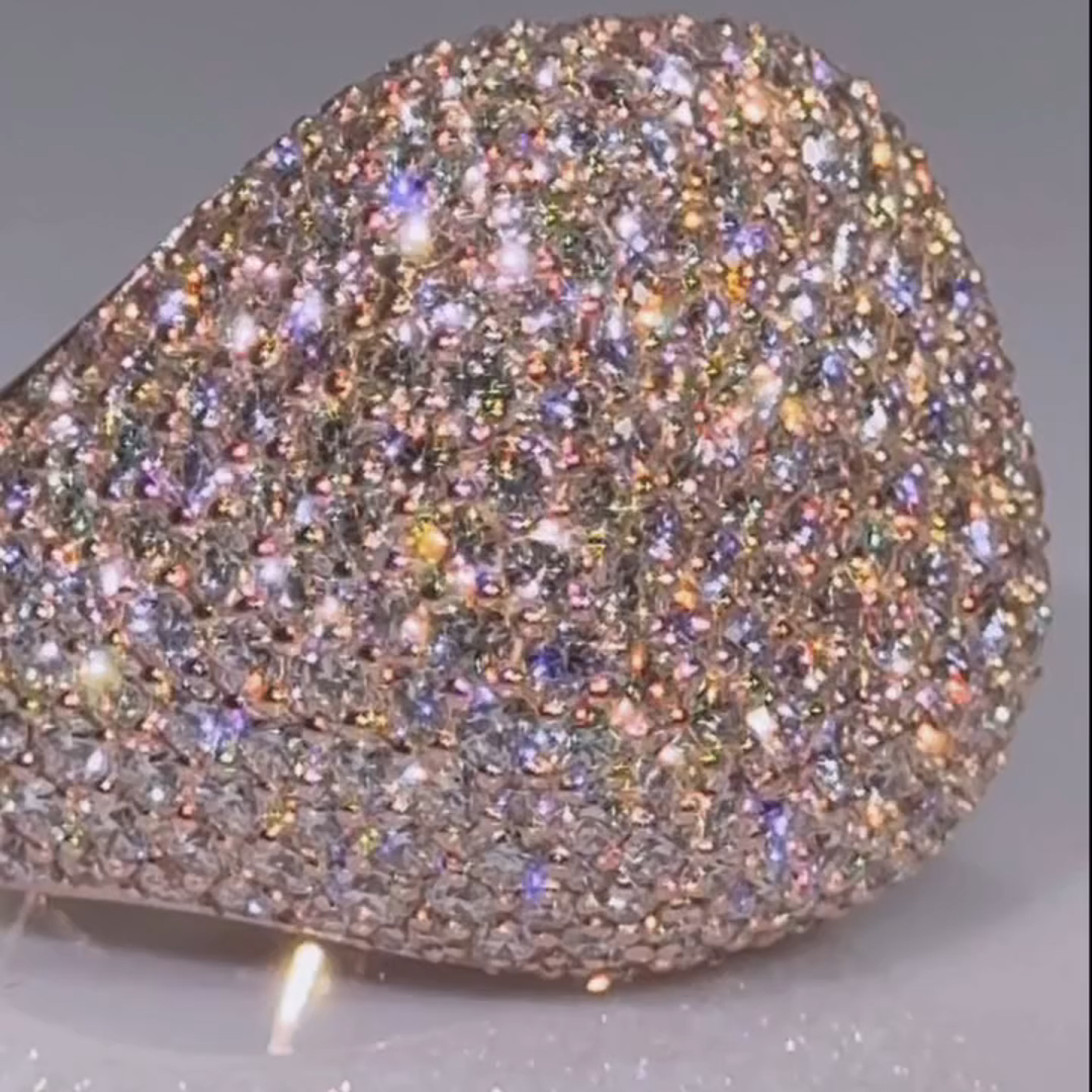 18ct round cut diamond luxury sterling silver plated rose gold handmade men's ring