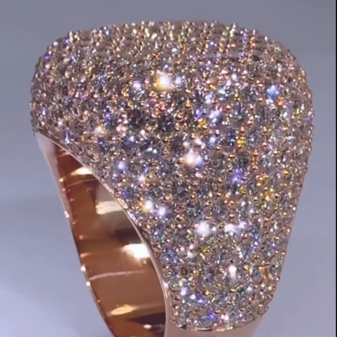 18ct round cut diamond luxury sterling silver plated rose gold handmade men's ring