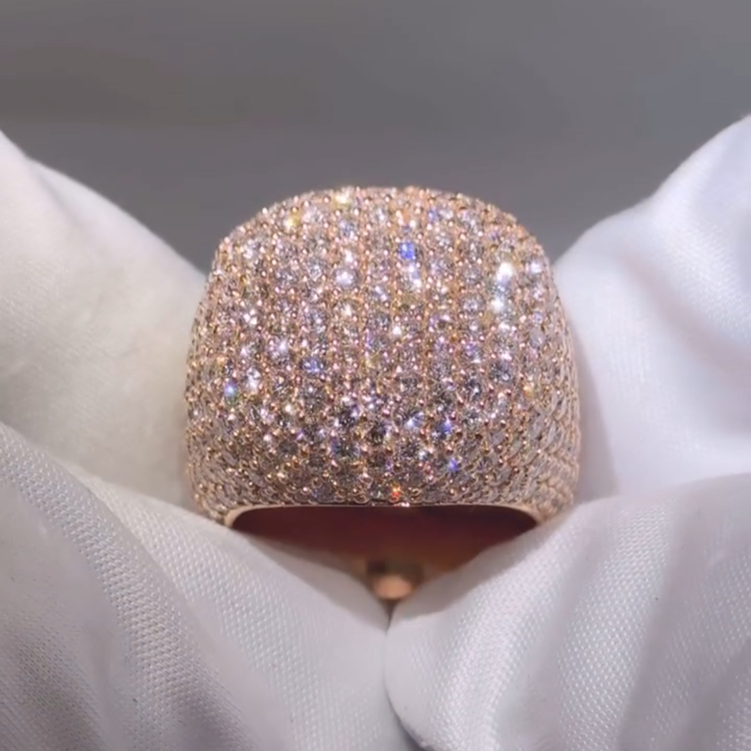 18ct round cut diamond luxury sterling silver plated rose gold handmade men's ring