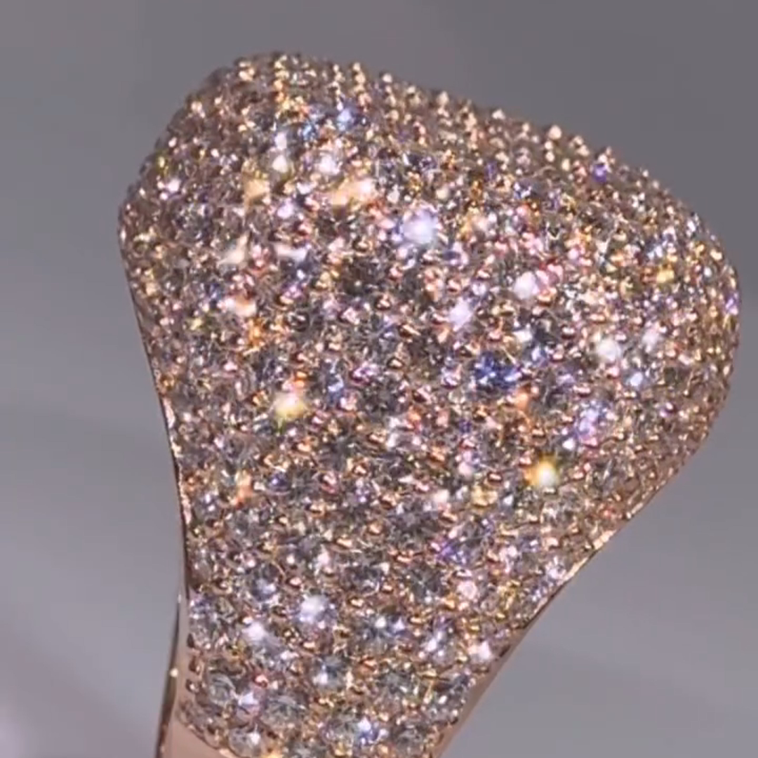 18ct round cut diamond luxury sterling silver plated rose gold handmade men's ring