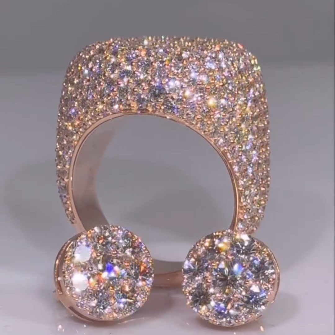 18ct round cut diamond luxury sterling silver plated rose gold handmade men's ring