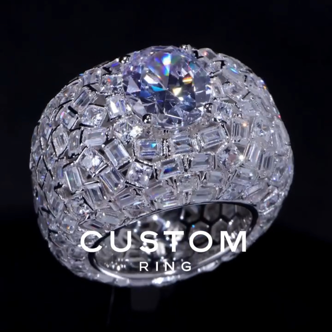 18ct round cut diamond luxury sterling silver handmade men's ring