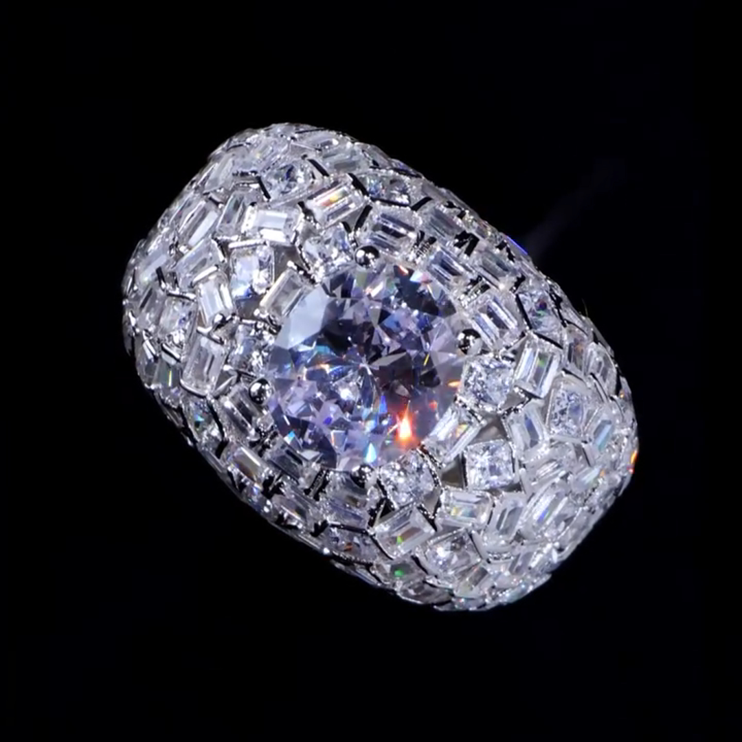 18ct round cut diamond luxury sterling silver handmade men's ring