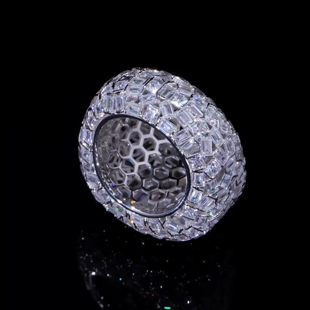 18ct round cut diamond luxury sterling silver handmade men's ring