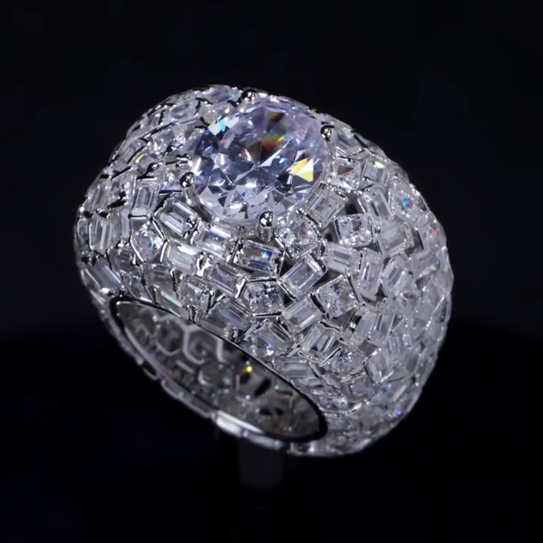 18ct round cut diamond luxury sterling silver handmade men's ring