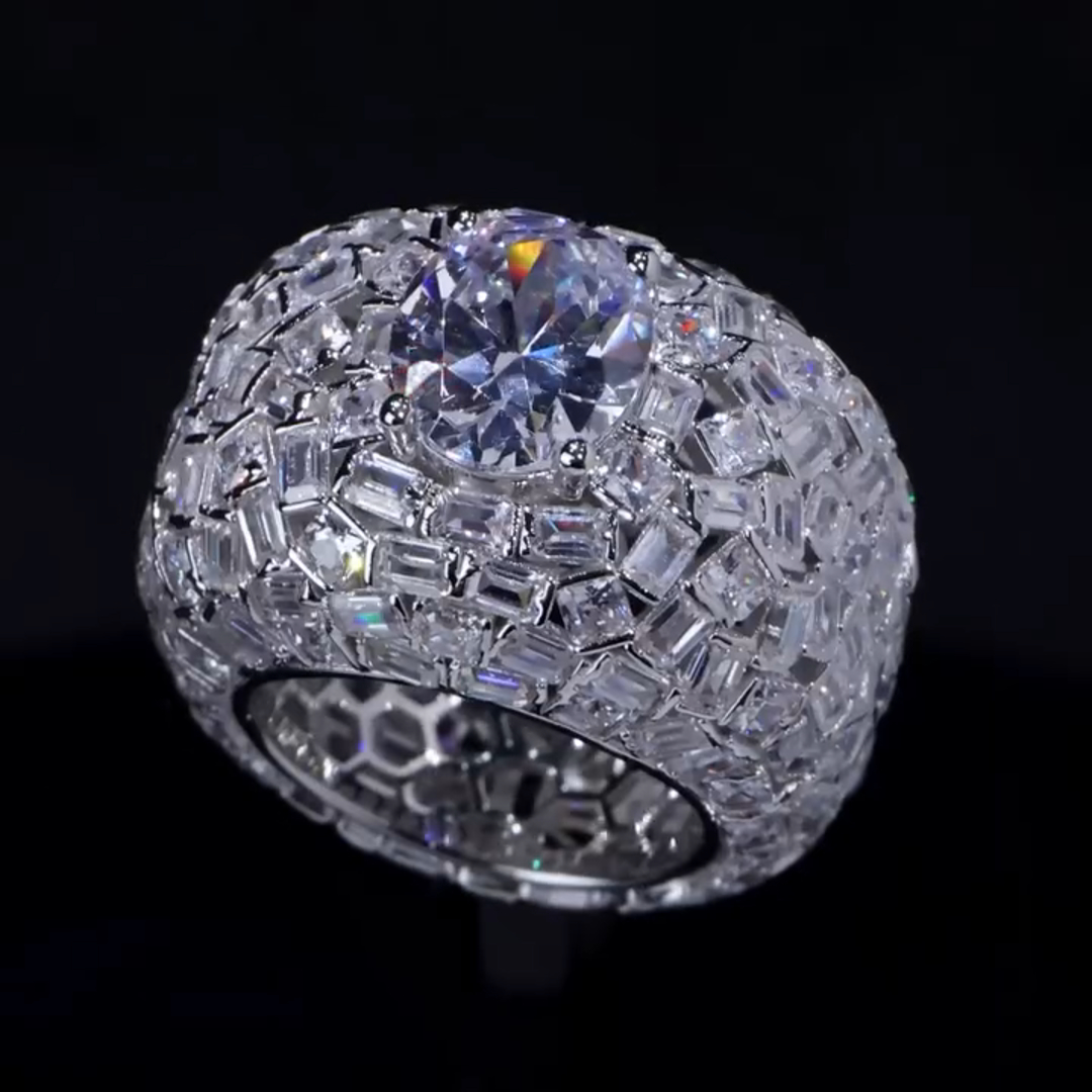 18ct round cut diamond luxury sterling silver handmade men's ring