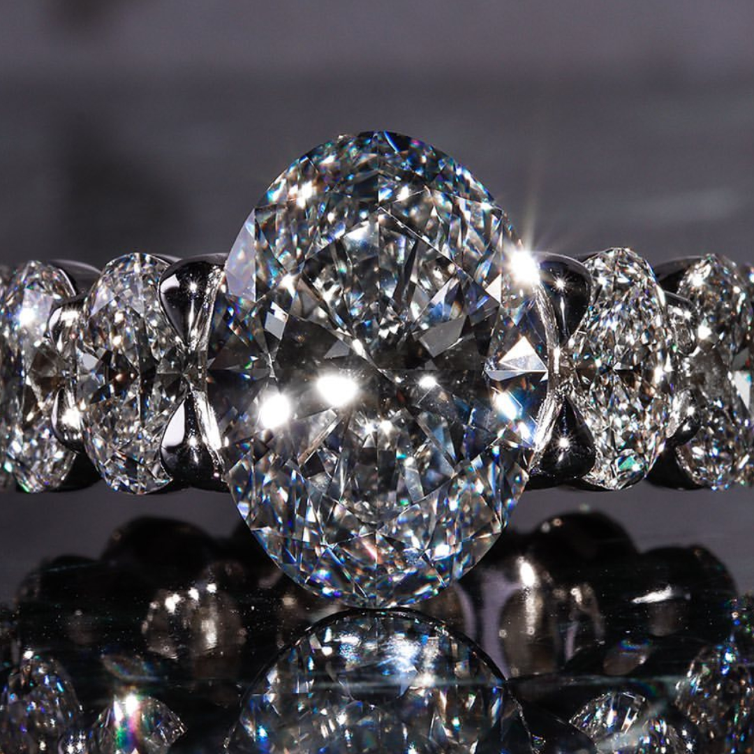 18ct oval cut diamond luxury sterling silver handmade ring