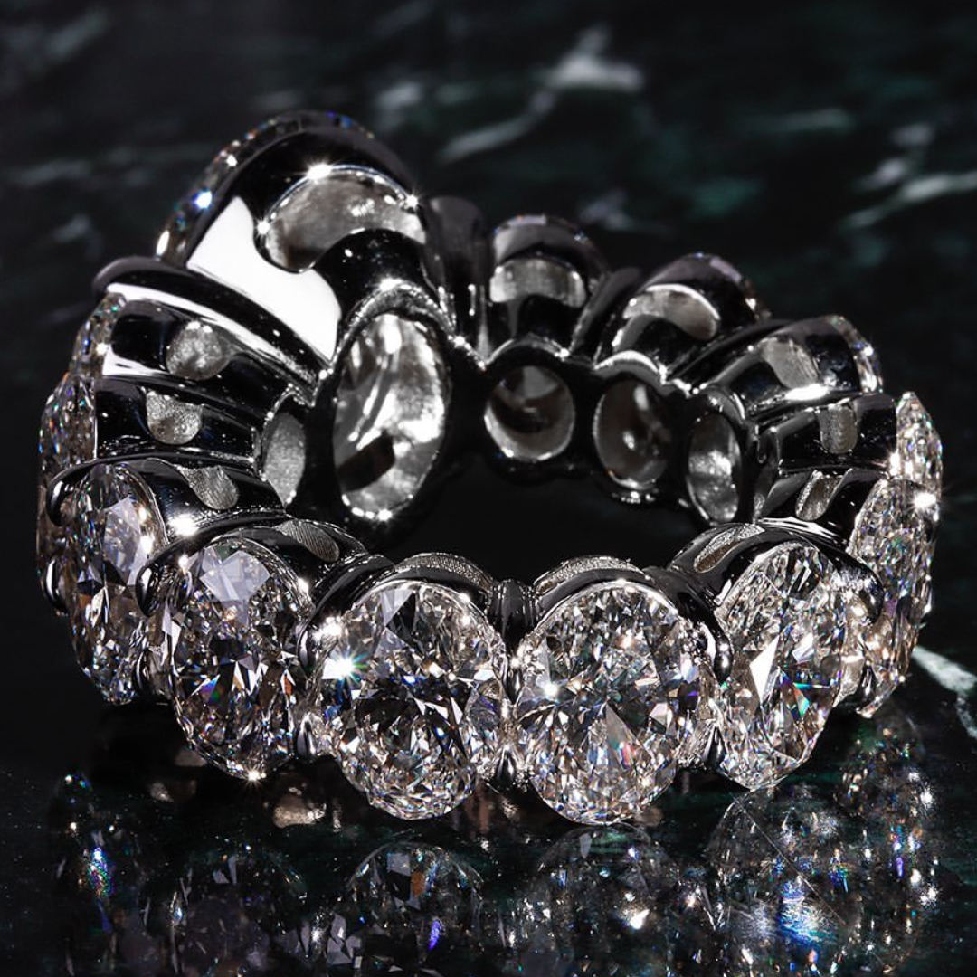 18ct oval cut diamond luxury sterling silver handmade ring