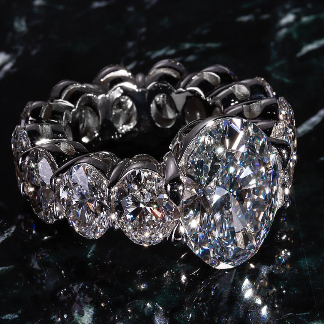 18ct oval cut diamond luxury sterling silver handmade ring