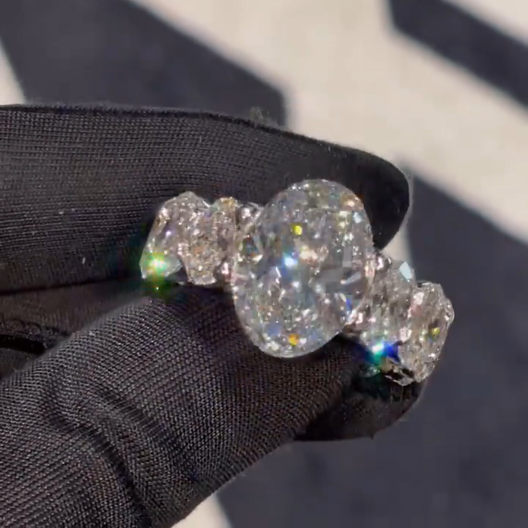 18ct oval cut diamond luxury sterling silver handmade ring