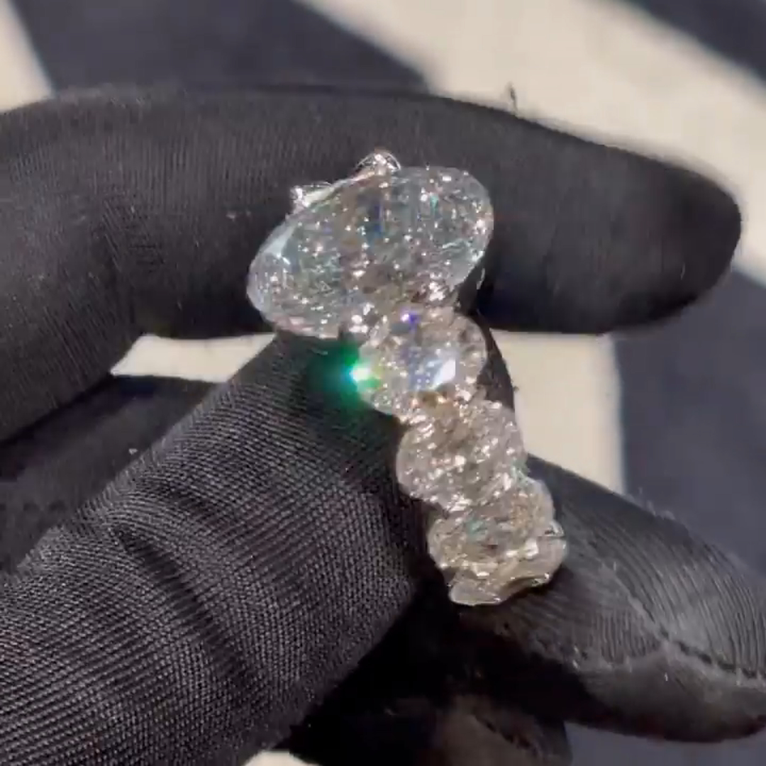 18ct oval cut diamond luxury sterling silver handmade ring