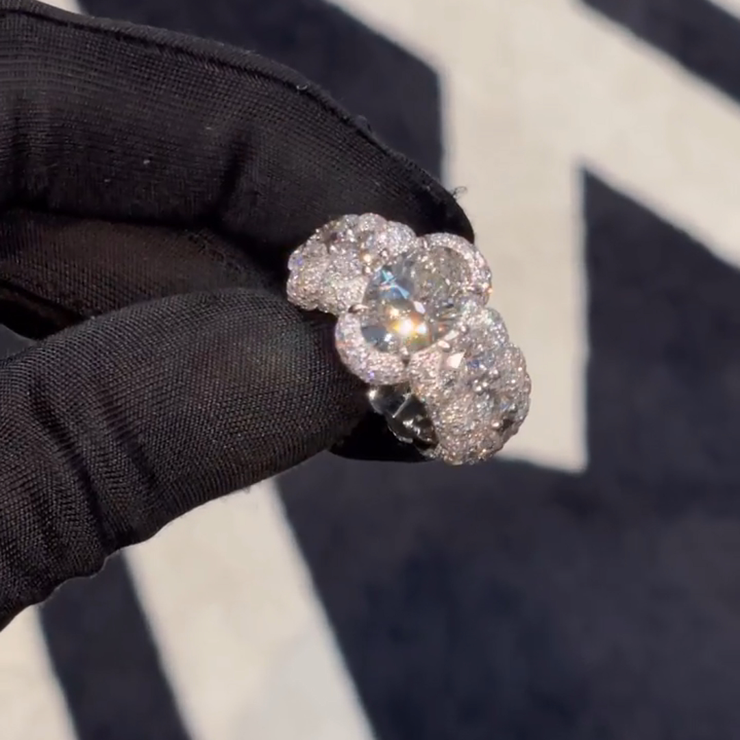 18ct Oval Cut Diamond Luxury Sterling Silver Handmade Ring