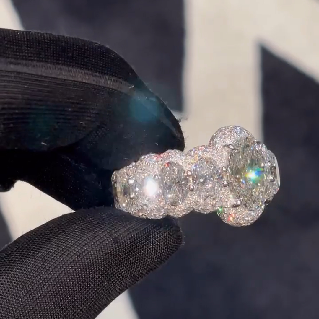 18ct Oval Cut Diamond Luxury Sterling Silver Handmade Ring