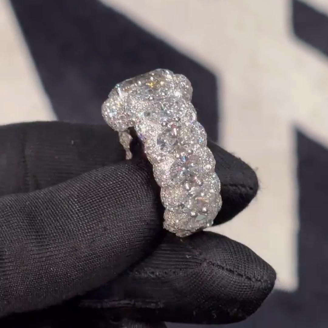 18ct Oval Cut Diamond Luxury Sterling Silver Handmade Ring