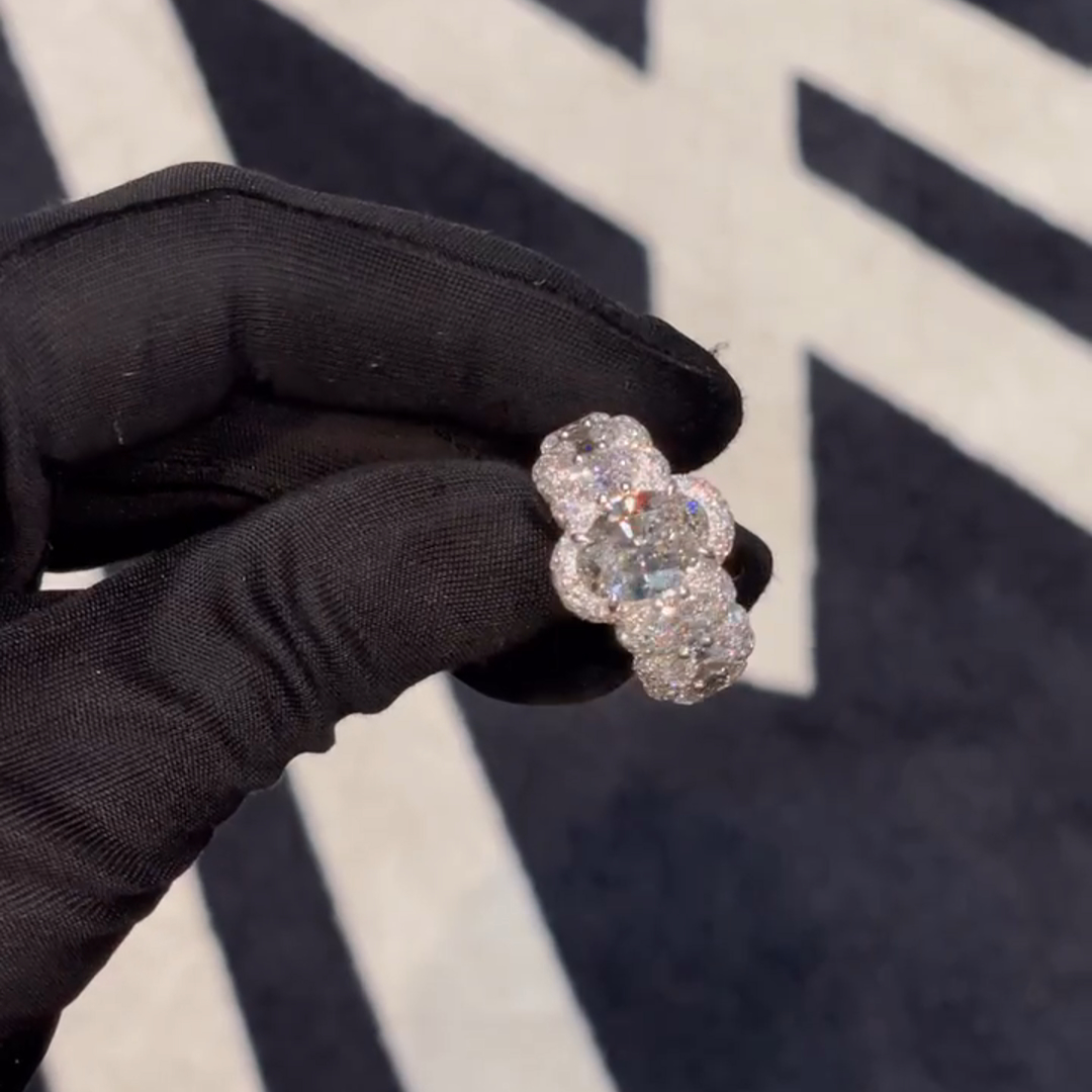 18ct Oval Cut Diamond Luxury Sterling Silver Handmade Ring