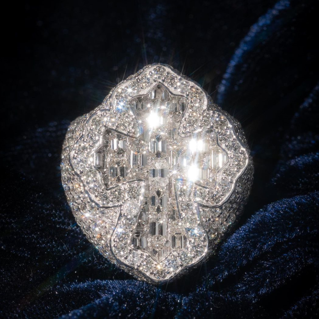 12ct Cushion Cut Diamond Cross Design Style Luxury Sterling Silver Handmade Men's Ring