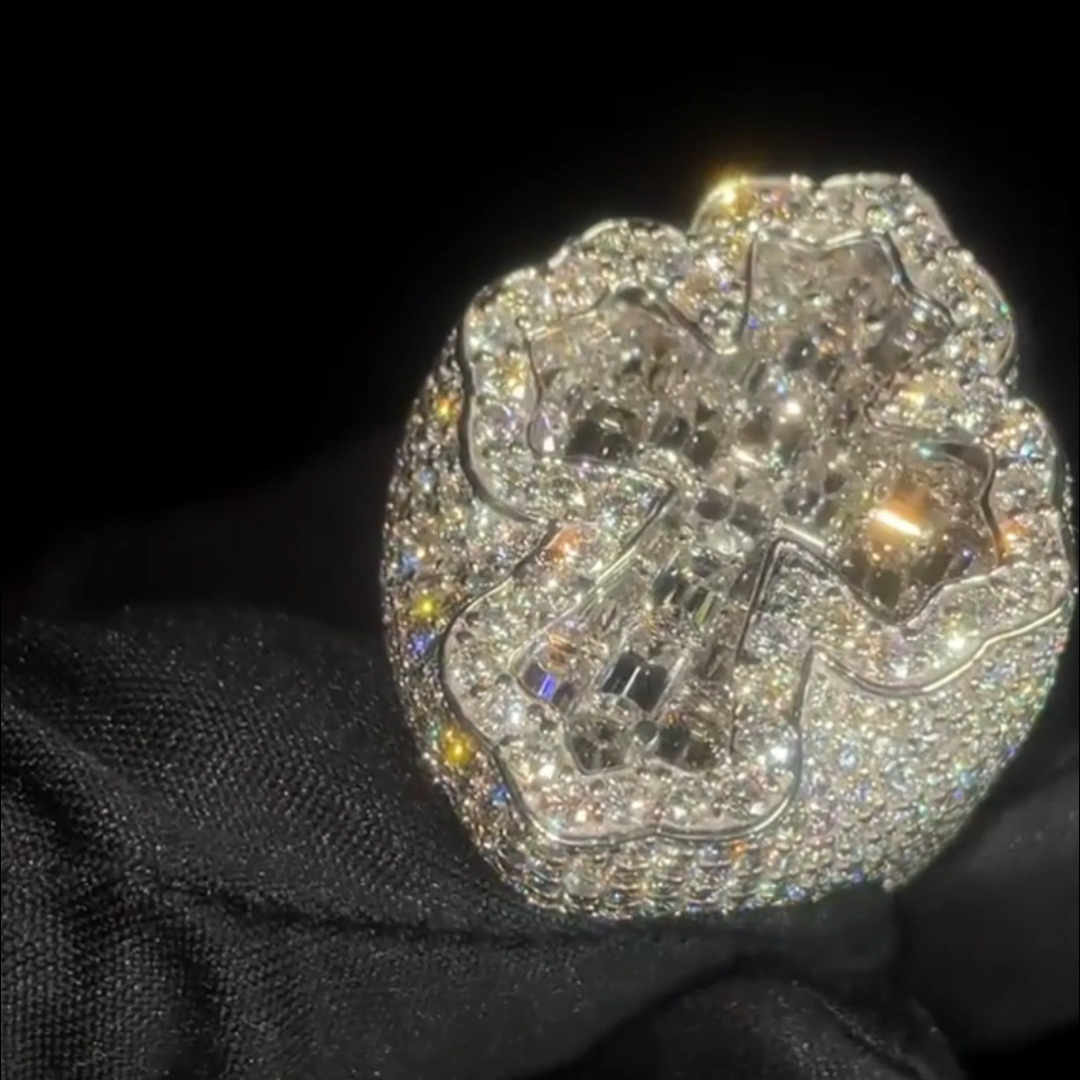 12ct Cushion Cut Diamond Cross Design Style Luxury Sterling Silver Handmade Men's Ring