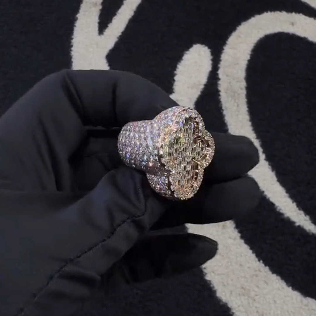 12ct Cushion Cut Diamond Cross Design Style Luxury Sterling Silver Handmade Men's Ring