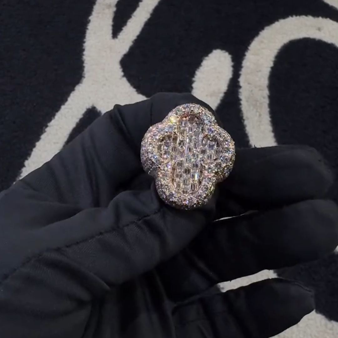 12ct Cushion Cut Diamond Cross Design Style Luxury Sterling Silver Handmade Men's Ring