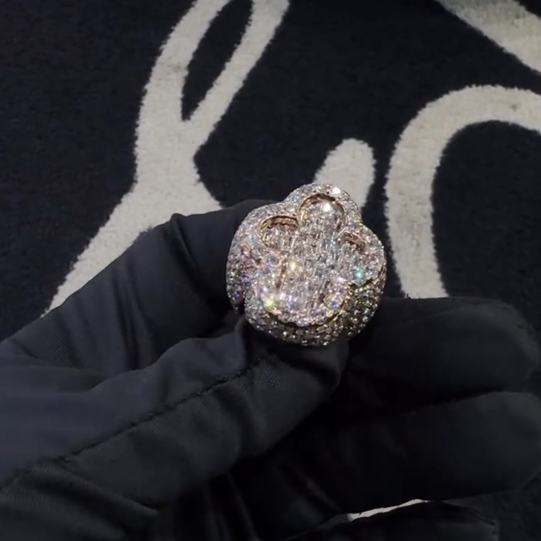 12ct Cushion Cut Diamond Cross Design Style Luxury Sterling Silver Handmade Men's Ring