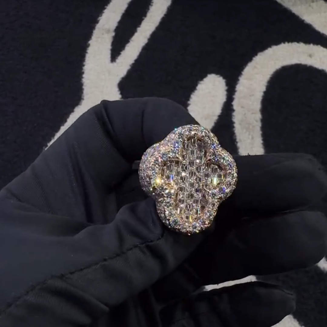 12ct Cushion Cut Diamond Cross Design Style Luxury Sterling Silver Handmade Men's Ring