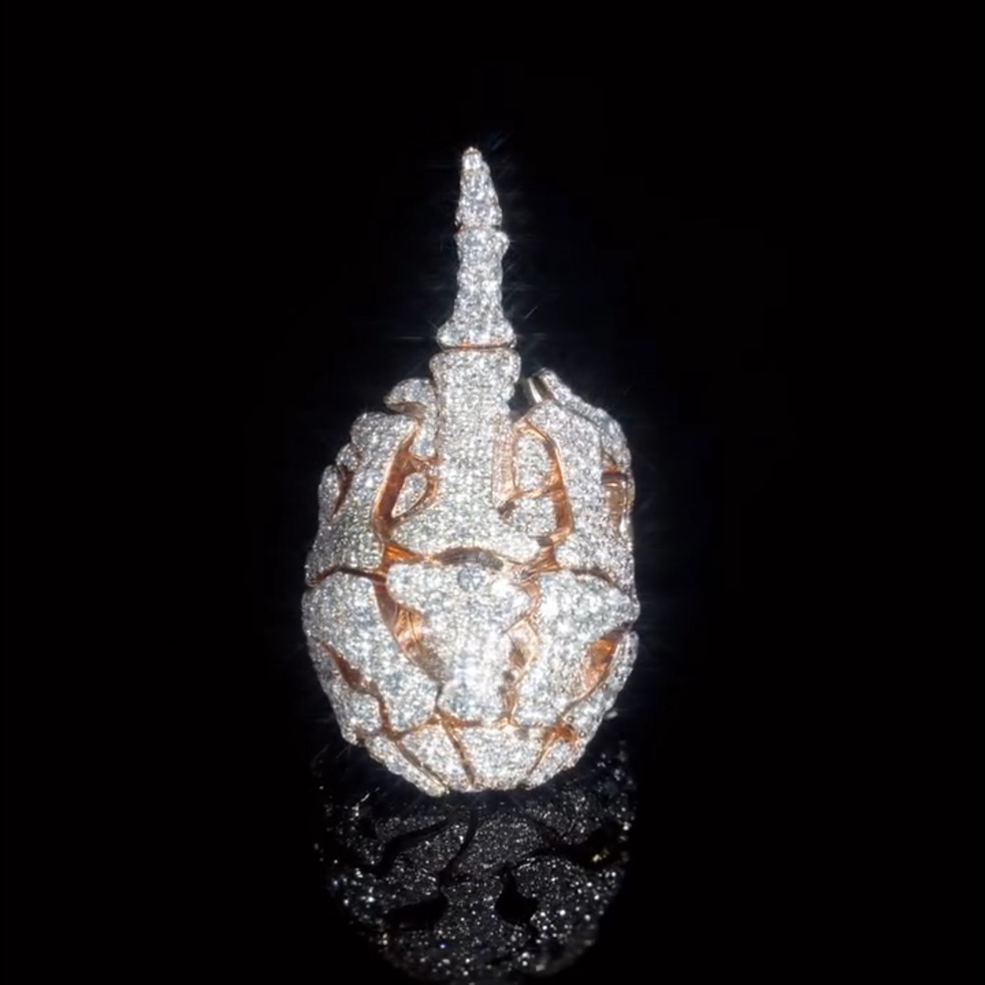 26ctw Bone Shape Diamond Sterling Silver Plated Rose Gold Handmade Men's Ring