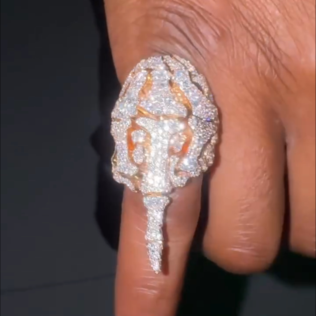 26ctw Bone Shape Diamond Sterling Silver Plated Rose Gold Handmade Men's Ring