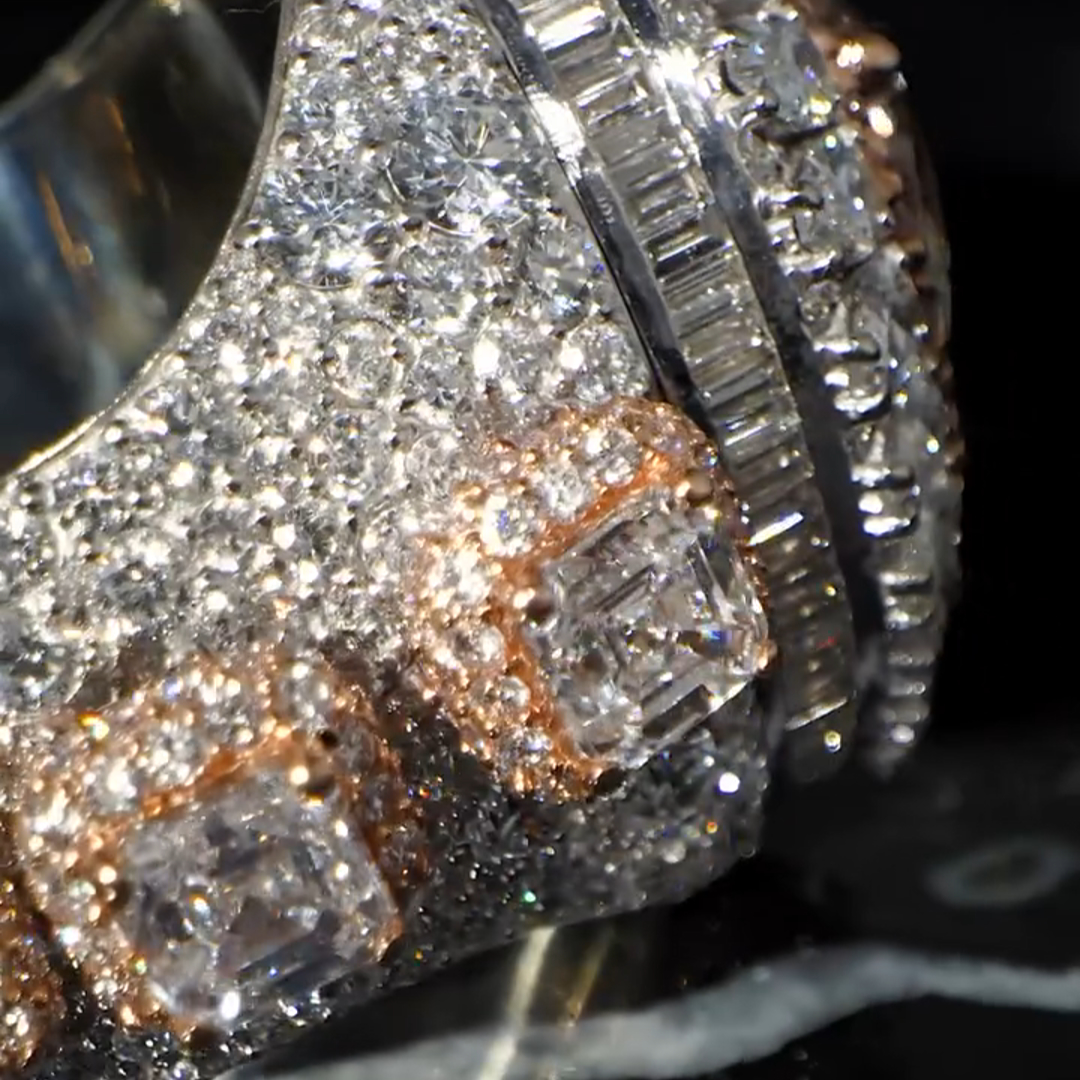 18ct Pear Cut Pink And White Zircon Sterling Silver Plated Rose Gold Handmade Luxury Men's Ring