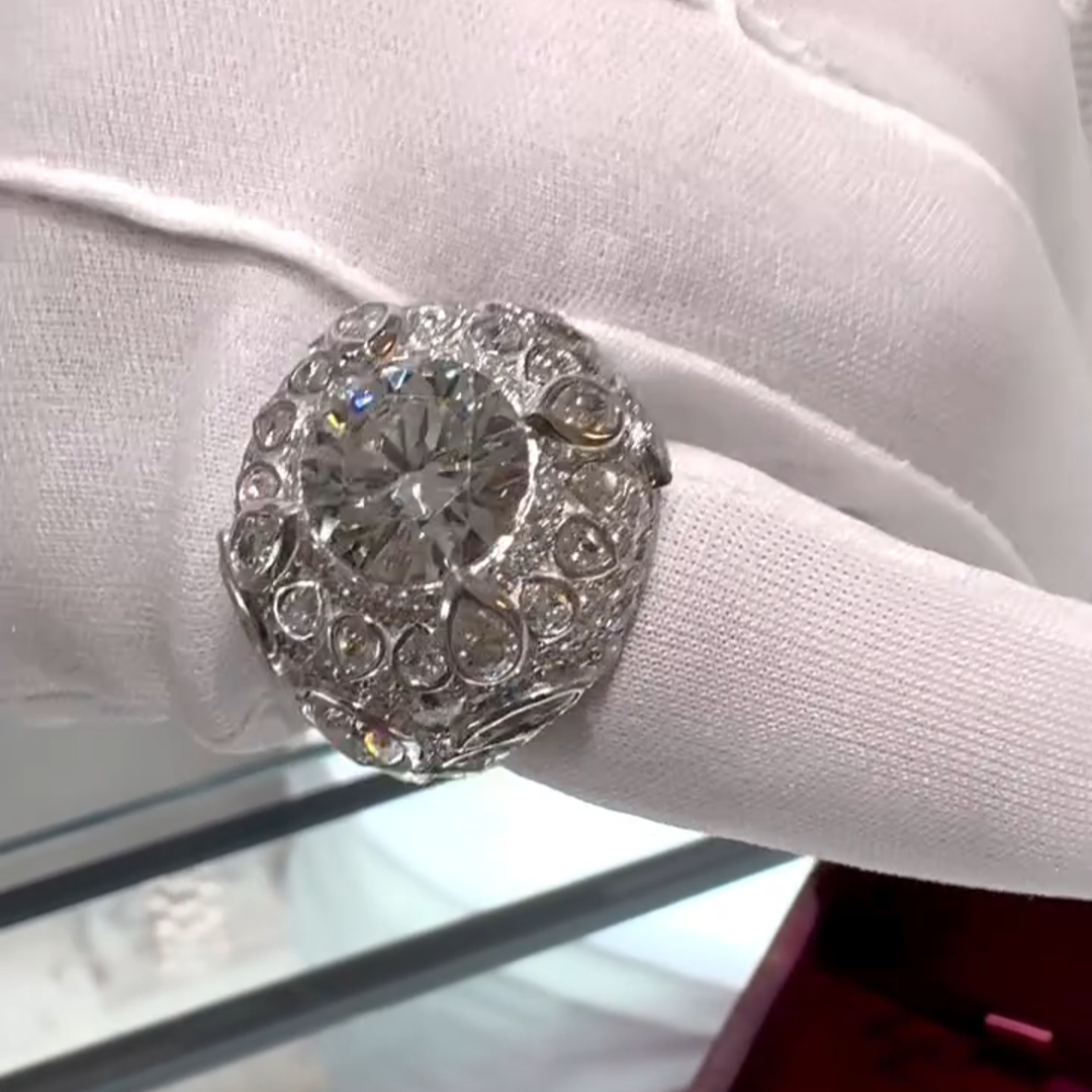 18ct Round Cut Zircon Luxury Sterling Silver Handmade Men's Ring