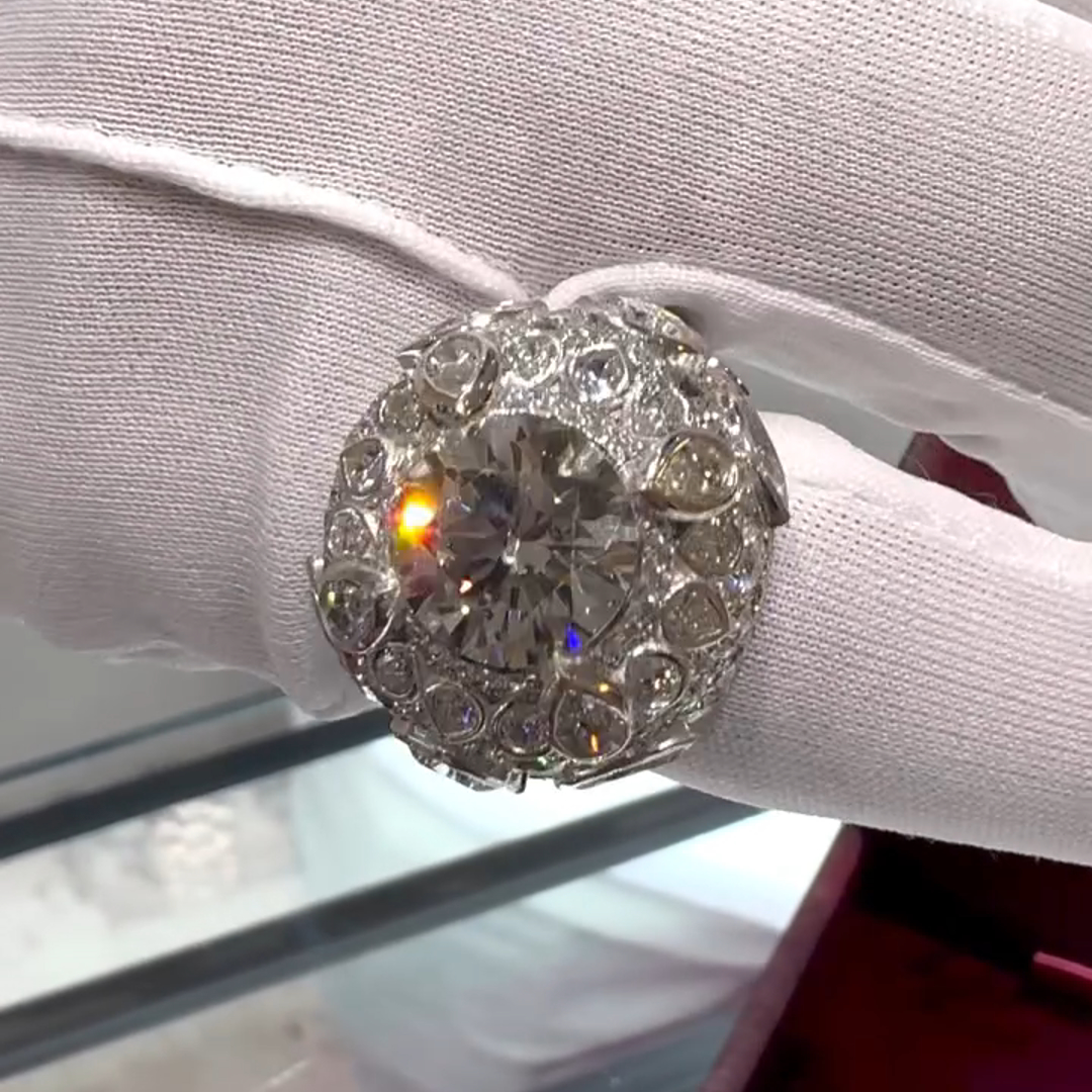 18ct Round Cut Zircon Luxury Sterling Silver Handmade Men's Ring