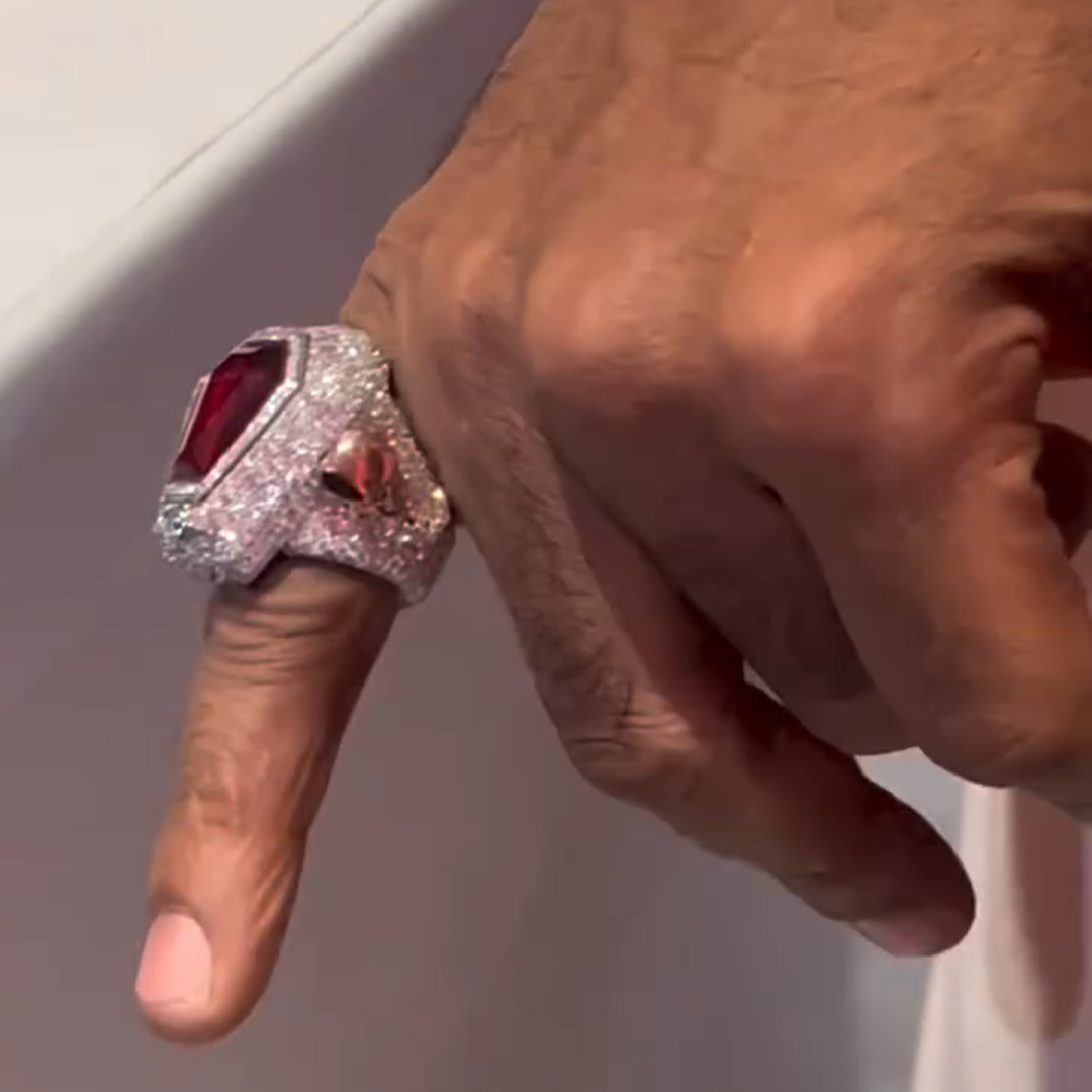 26ct Cushion Cut Ruby ​​and Diamond Luxury Handmade Sterling Silver Plated Rose Gold Men's Ring