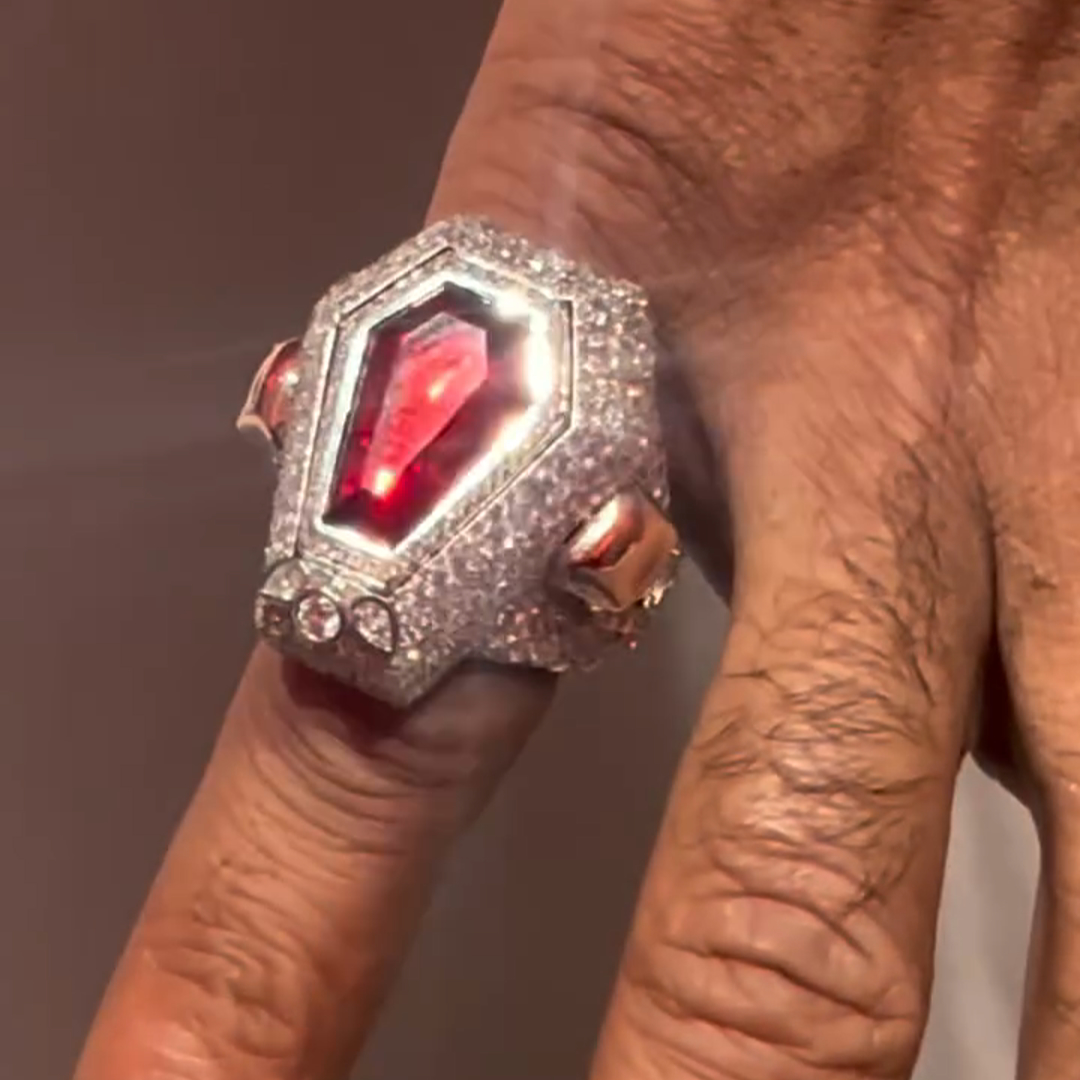 26ct Cushion Cut Ruby ​​and Diamond Luxury Handmade Sterling Silver Plated Rose Gold Men's Ring