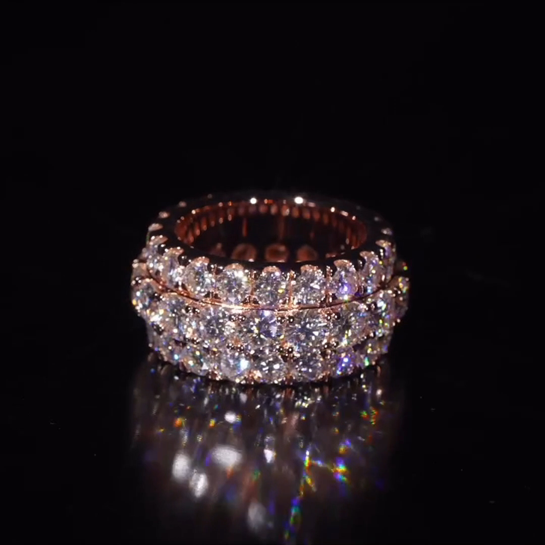 18ct Round And Oval Cut Diamond Luxury Hiphop Sterling Silver Plated Rose Gold Handmade Men's Ring