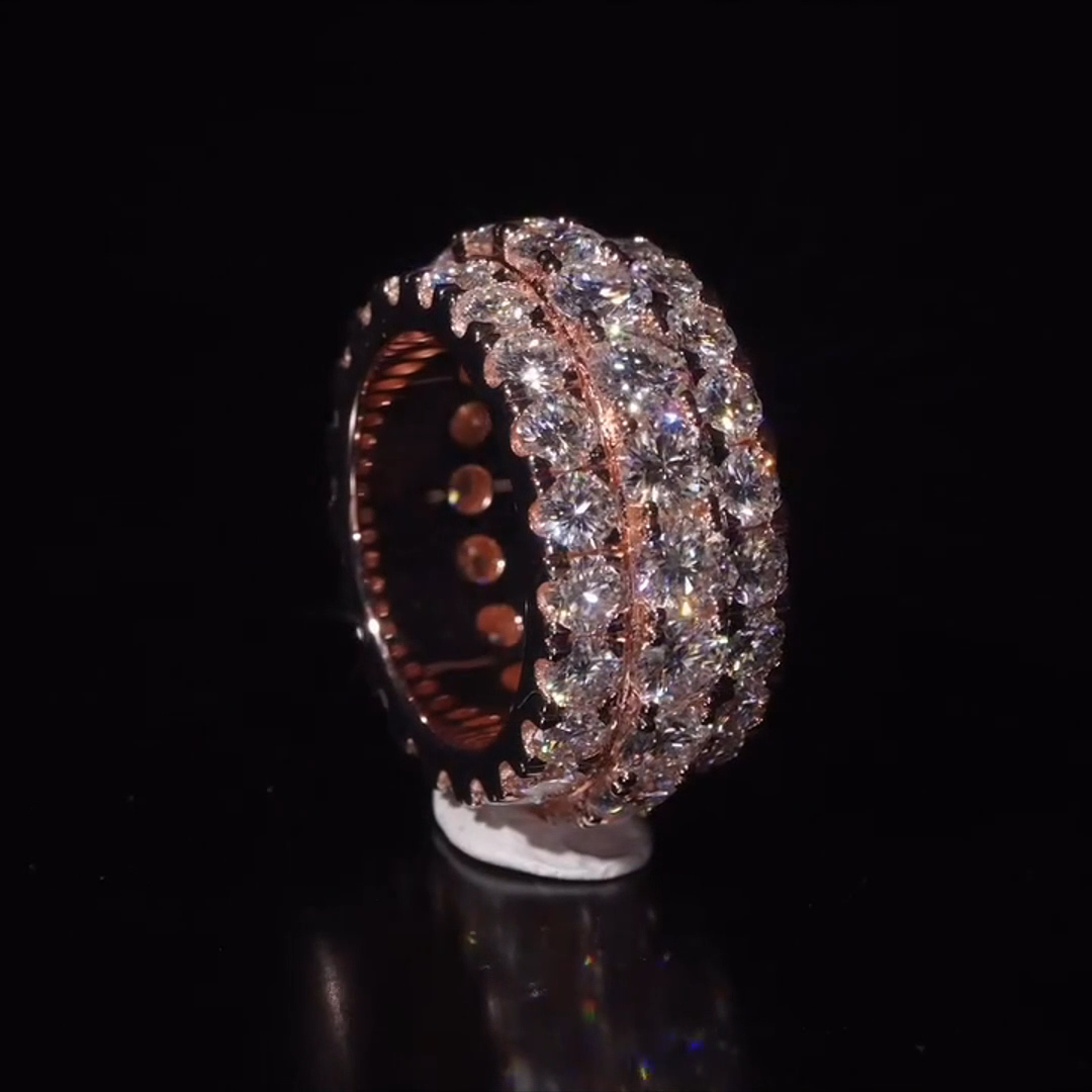 18ct Round And Oval Cut Diamond Luxury Hiphop Sterling Silver Plated Rose Gold Handmade Men's Ring