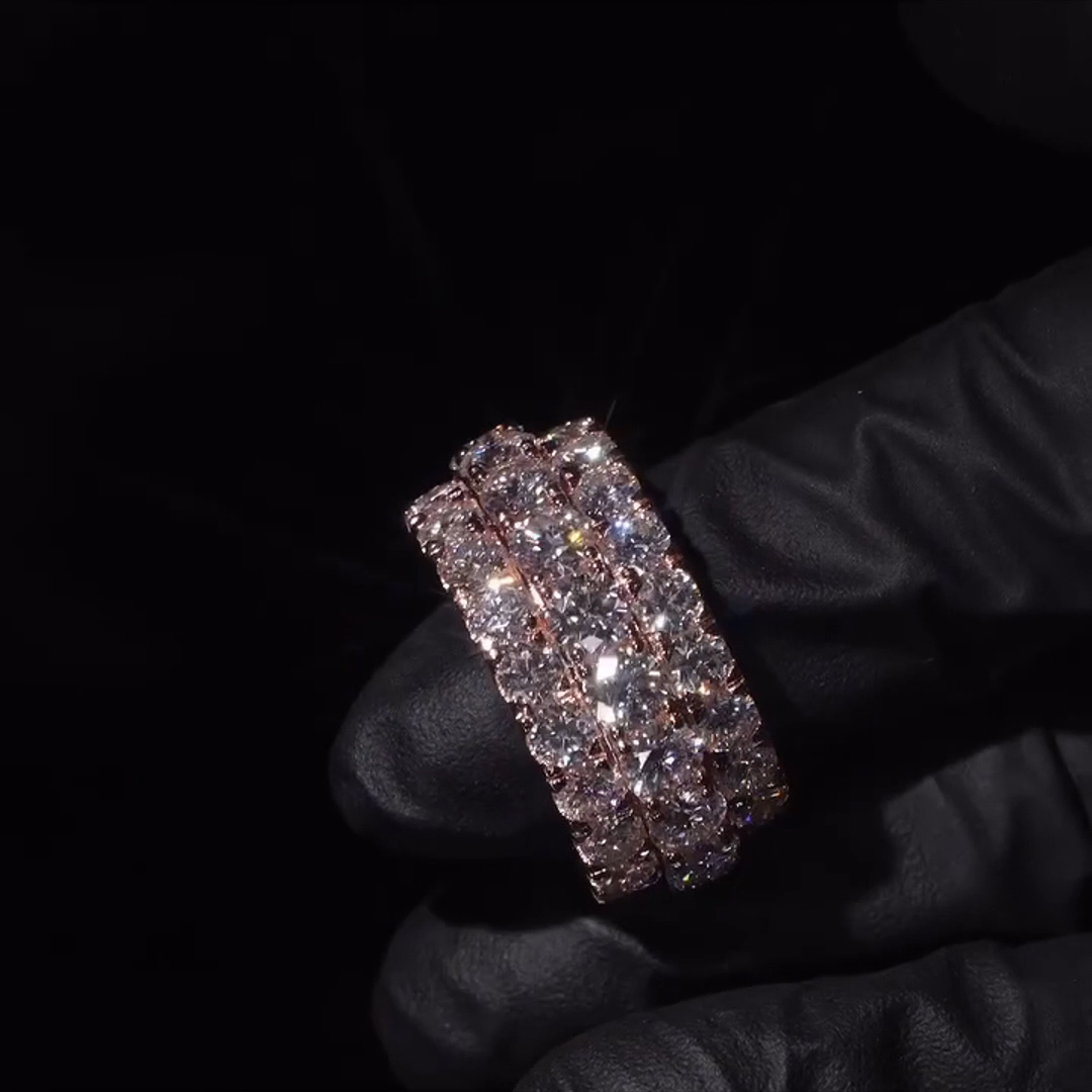 18ct Round And Oval Cut Diamond Luxury Hiphop Sterling Silver Plated Rose Gold Handmade Men's Ring