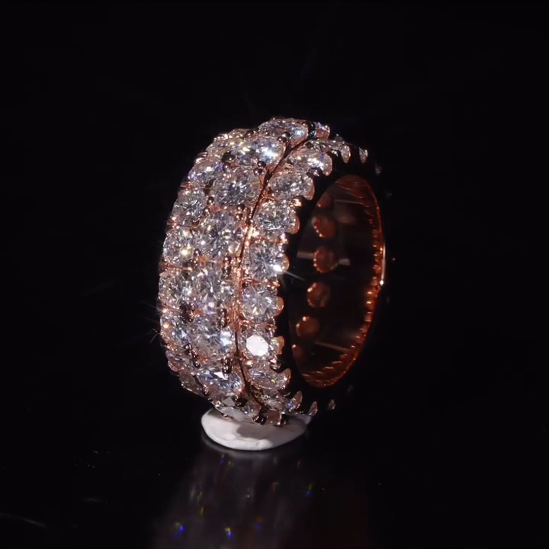 18ct Round And Oval Cut Diamond Luxury Hiphop Sterling Silver Plated Rose Gold Handmade Men's Ring