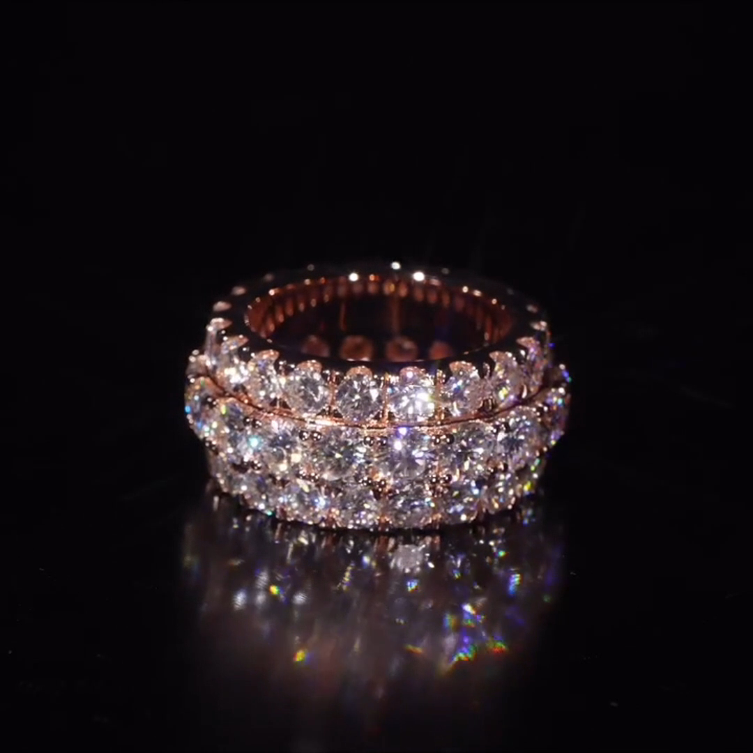 18ct Round And Oval Cut Diamond Luxury Hiphop Sterling Silver Plated Rose Gold Handmade Men's Ring