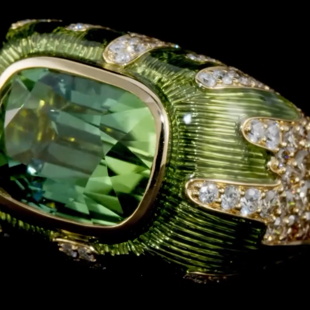 18ct Cushion Cut Emerald Crystal Stone And Round Cut Diamond Luxury Sterling Silver Plated Yellow Gold Handmade Men's Ring