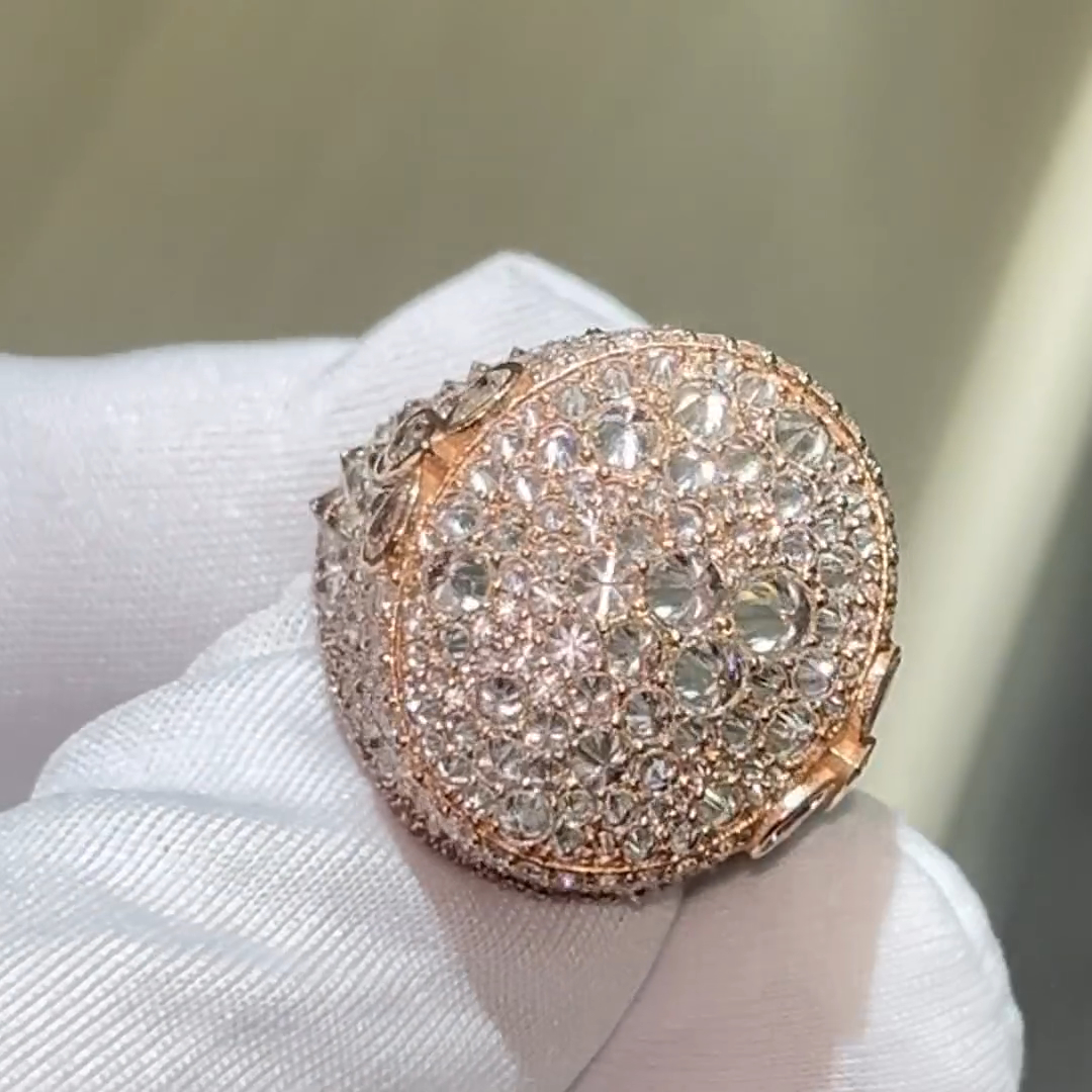 Tapered-cut Diamond Handmade Sterling Silver And Rose Gold Plated Ring