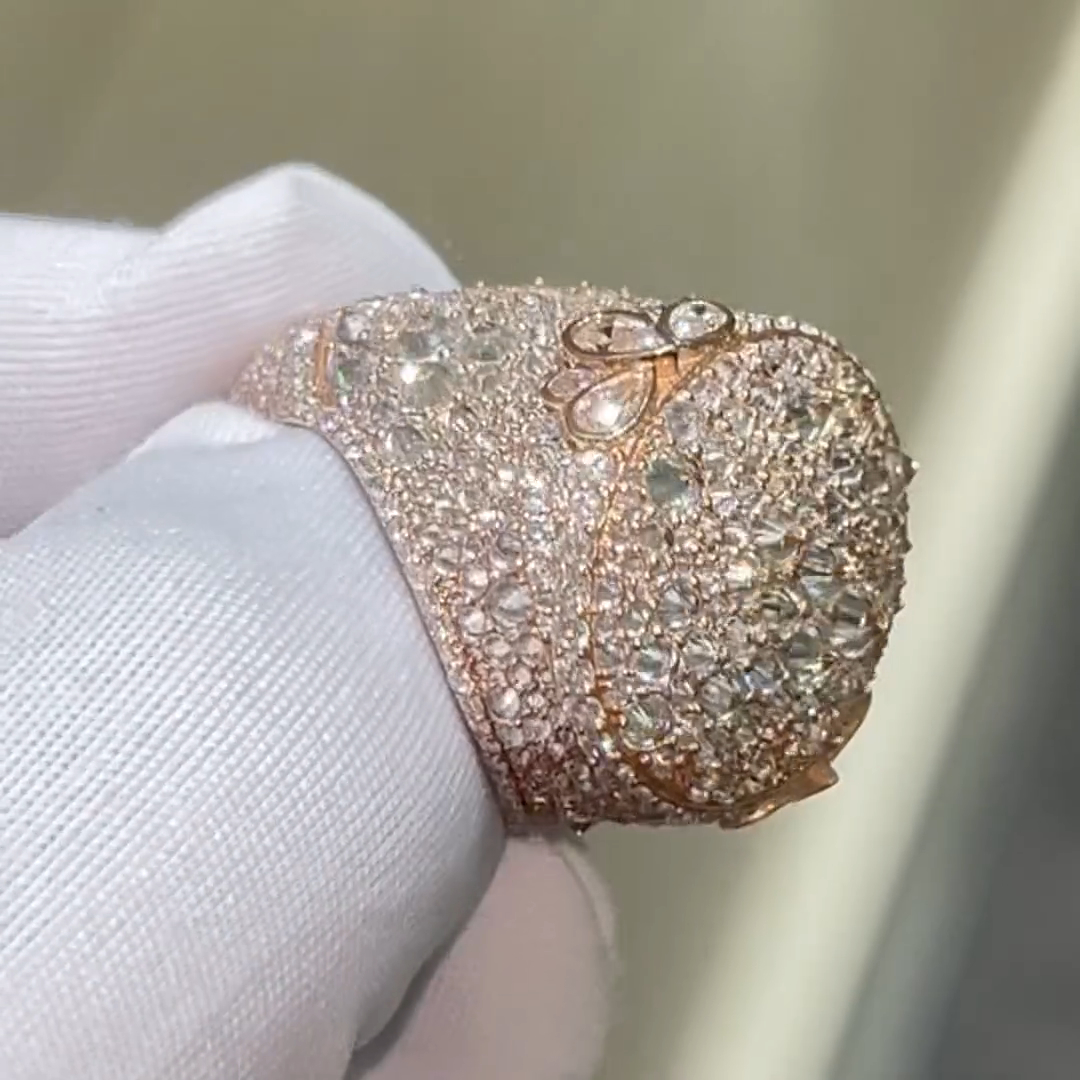 Tapered-cut Diamond Handmade Sterling Silver And Rose Gold Plated Ring