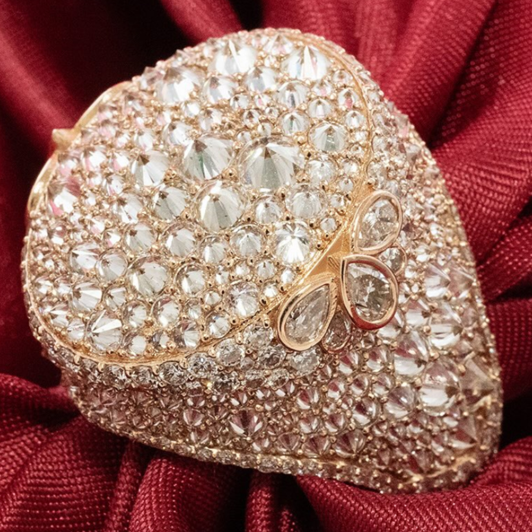 Tapered-cut Diamond Handmade Sterling Silver And Rose Gold Plated Ring