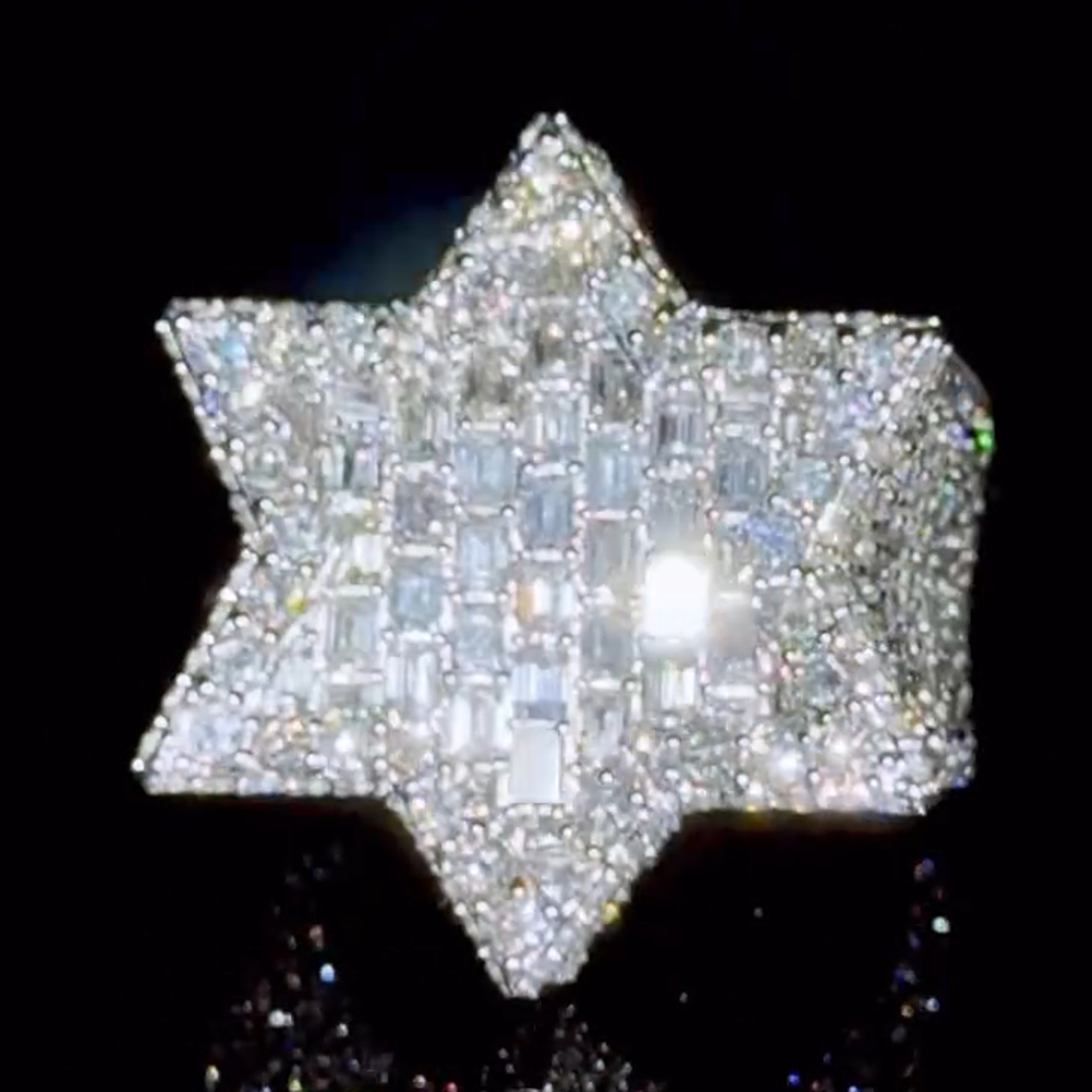 26ct Zircon Inlaid Six-pointed Star Design Sterling Silver Handmade Ring