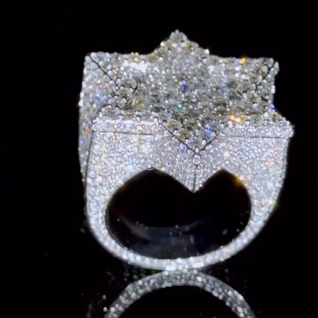 26ct Zircon Inlaid Six-pointed Star Design Sterling Silver Handmade Ring